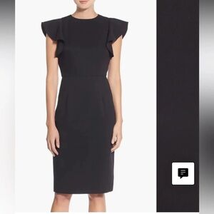 Chelsea28 Black Flutter Sleeve Sheath Dress 10 Cocktail, Work, Wedding Guest